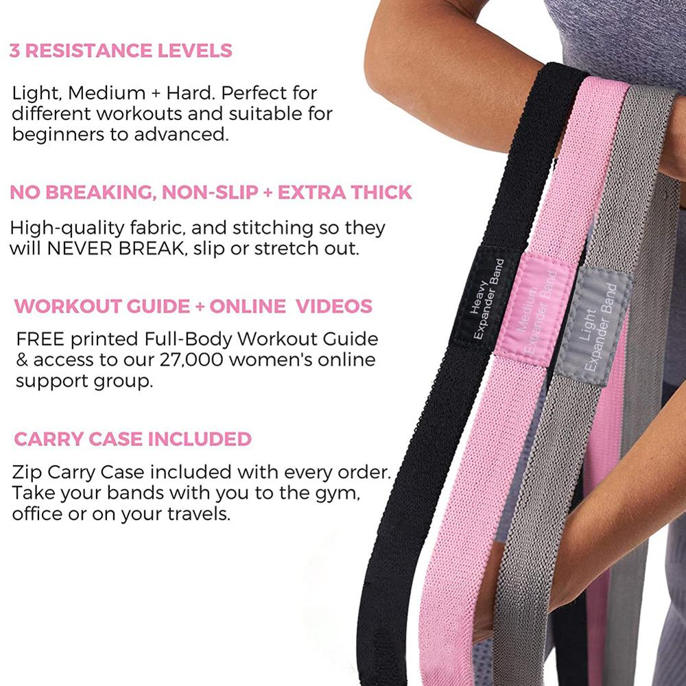 3pcs Resistance Band Buttock Ring Non-Slip Elastic Hip Ring Fitness Squat Resistance Ring Tension Band Set