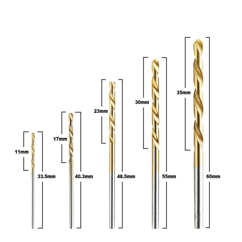 50Pcs Titanium Coated Drill Bits HSS High Speed Steel Drill Bits Set Tool High Quality Power Tools 1/1.5/2/2.5/3mm - V.I.P Digital Presence