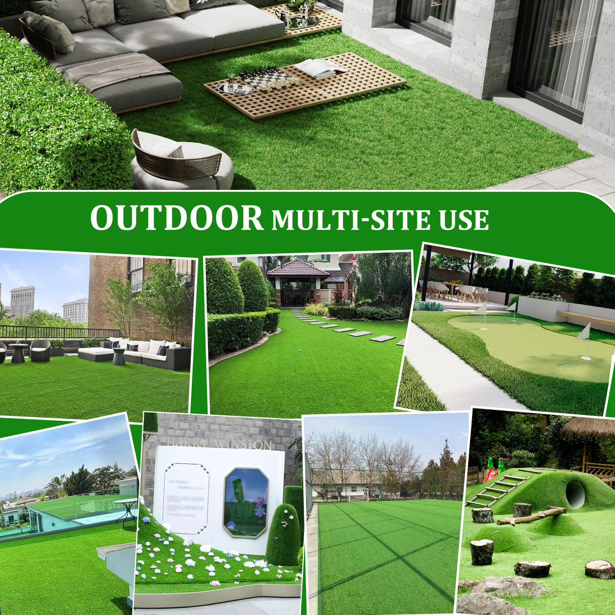 4FTX6FT outdoor artificial grass running blanket, thick and realistic fake grass roll with a pile height of 1.38 inches - V.I.P Digital Presence