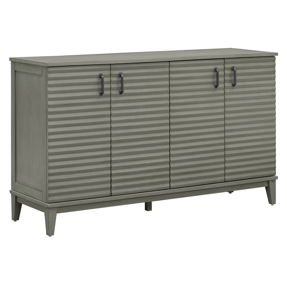 TREXM side panel with 4-door large storage buffet, adjustable shelves and metal handles (antique gray) - V.I.P Digital Presence