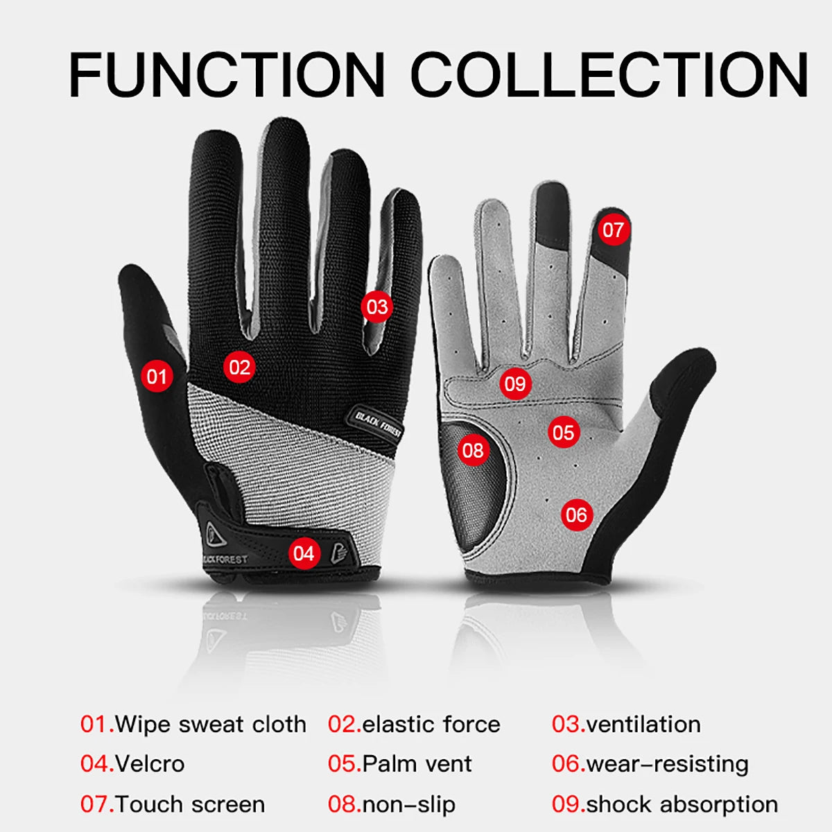 Outdoor sports men's and women's anti slip and wear-resistant fitness bicycles breathable full finger riding touch screen gloves - V.I.P Digital Presence
