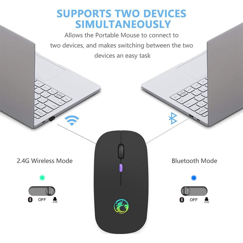 Wireless Mouse Bluetooth RGB Rechargeable Mouse Wireless Computer Silent Mause LED Backlit Ergonomic Gaming Mouse For Laptop PC - V.I.P Digital Presence