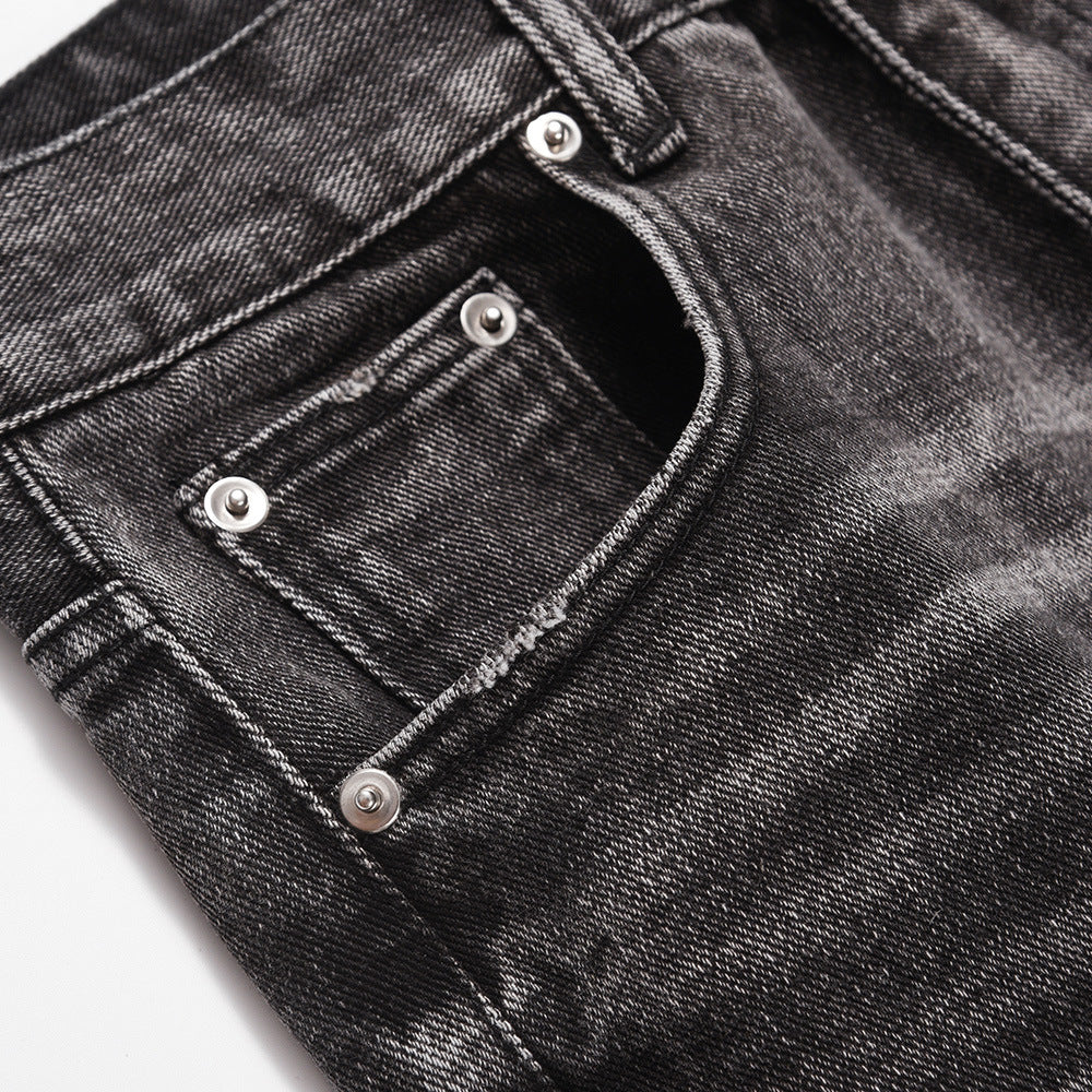 Washed Distressed Wide-Leg Jeans Men's European and American Punk INS Personalized Loose Hole Frayed Flare Pants - V.I.P Digital Presence