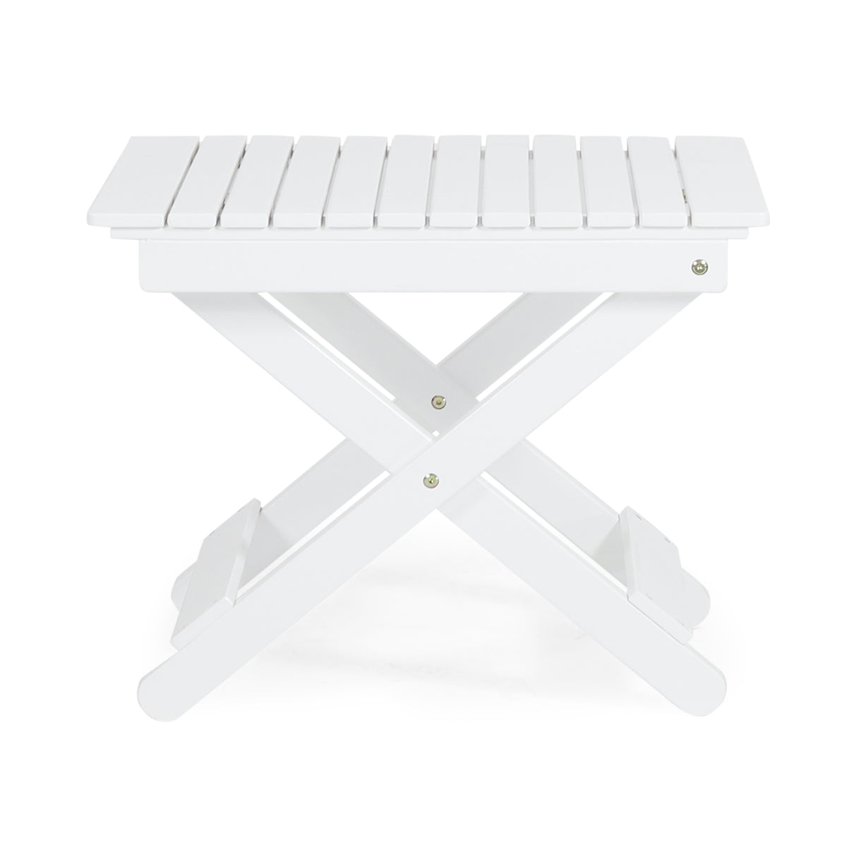 Outdoor Folding Wooden Side Table, White, 15"D x 22.75"W x 18.25"H - V.I.P Digital Presence