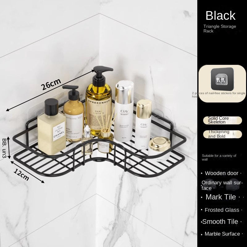 Bathroom Storage Rack Toilet Washroom Wall-Mounted Hole-Free Multi-Functional Iron Mesh Long Strip Organizer - V.I.P Digital Presence