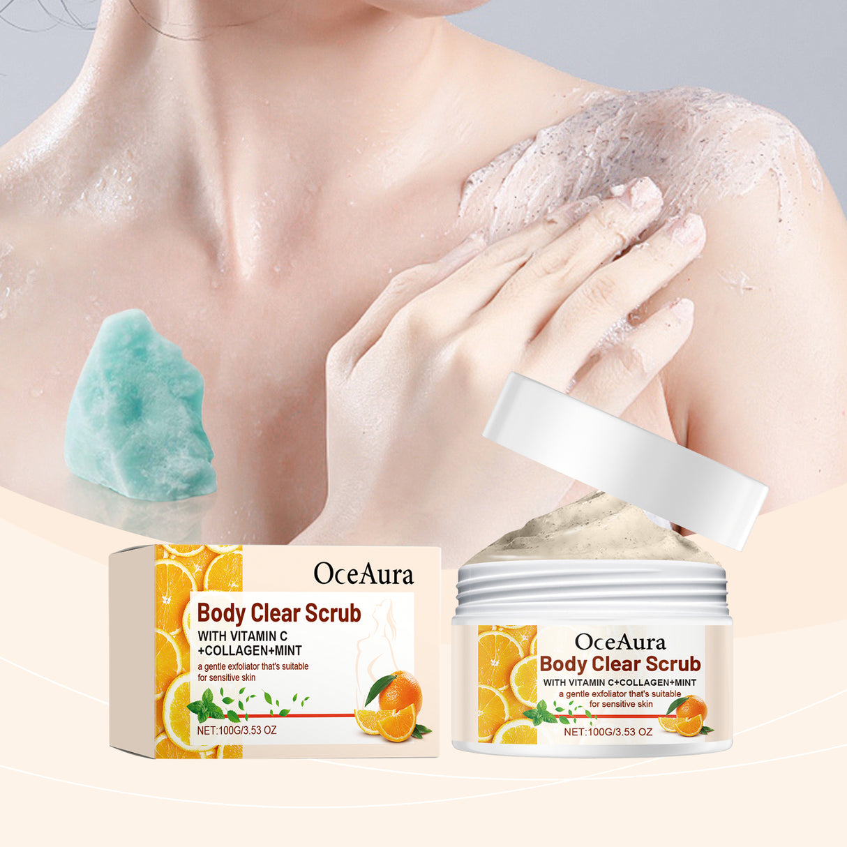 Orange Body Scrub, Fresh Orange Vc Exfoliating Cleanse, Nourish And Lubricate Body Skin ScrubOceaura Orange Body Scrub, Fresh Orange Vc Exfoliating Cleanse, Nourish And Lubricate Body Skin Scrub