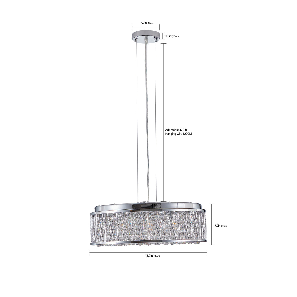 Modern Crystal Pendant 18.9-inch Aluminum+Iron Circular Ceiling Light Embedded Ceiling Fixture - V.I.P Digital Presence