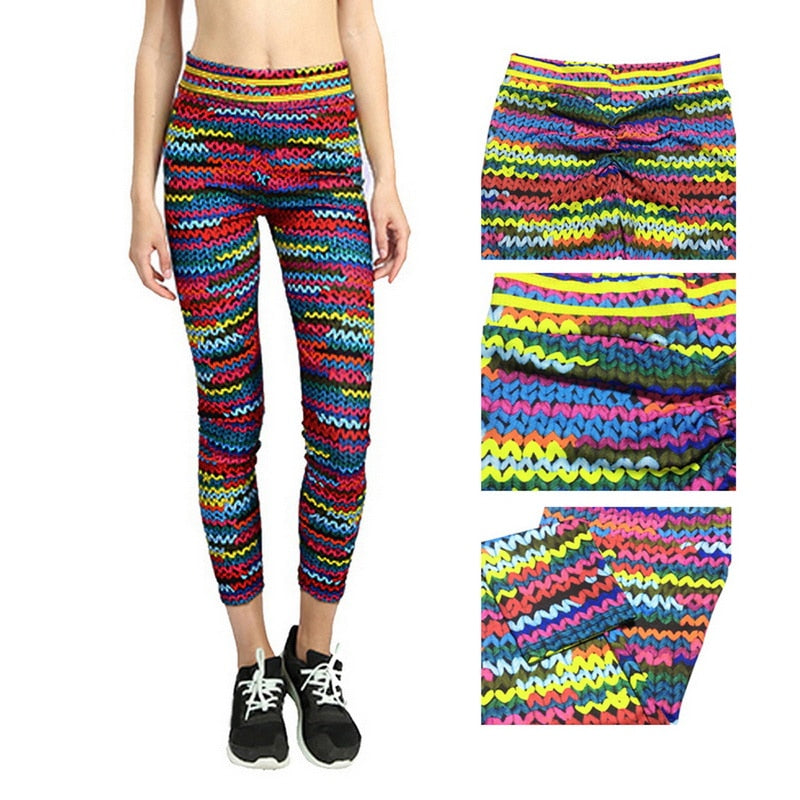 Vertvie Female Tight Pants Jogger Women Elastic Running Yoga Leggings 3D Print Execise Yoga Pants Slim Soft Leggings Multicolor - V.I.P Digital Presence
