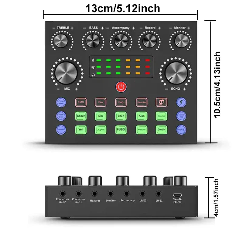 V8S Audio Mixer with Voice changer,Podcast Mixer,Sound Card for Phone Gaming Karaoke Studio Live Streaming Podcast - V.I.P Digital Presence