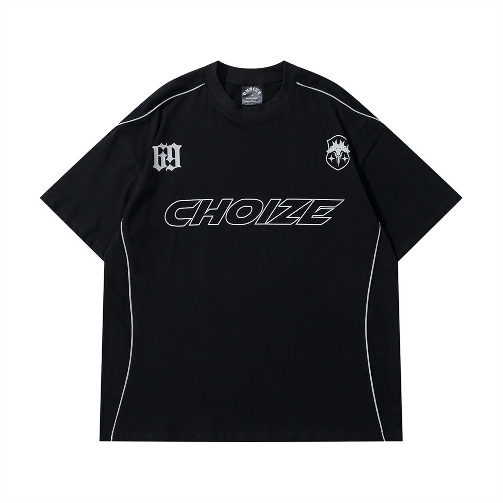 Letter printed short sleeved T-shirt men's loose sportswear American fashion brand niche summer round neck T-shirt top - V.I.P Digital Presence