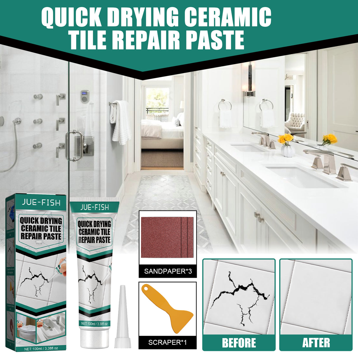 Tile Repair Paste Crack Repair Tile Quick Drying Adhesive Marble Bathtub Furniture Toilet - V.I.P Digital Presence