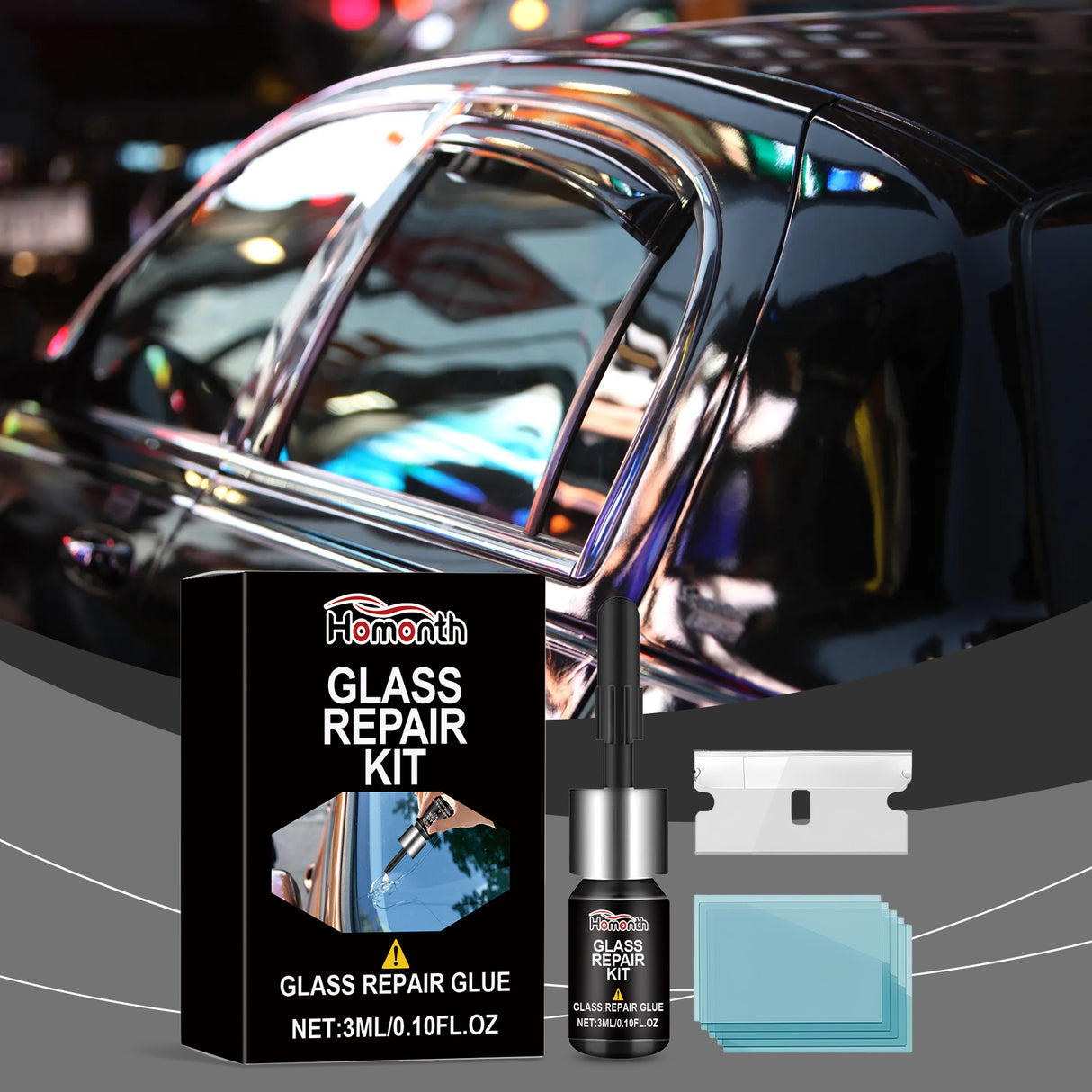 Glass Repair Kit Automotive Windshield Cracks Scratches Clear Vision Portable Adhesive - V.I.P Digital Presence