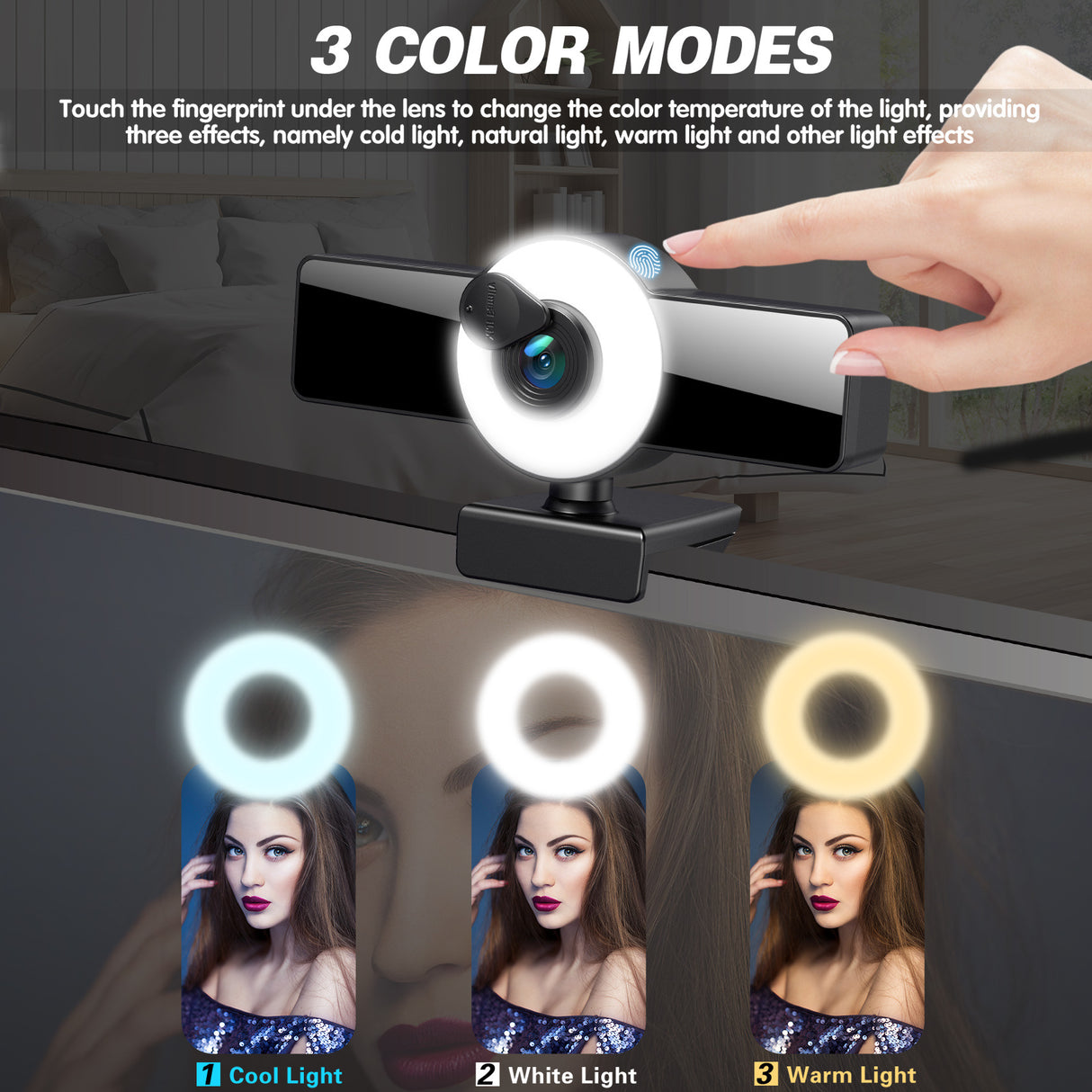 4k beauty autofocus 1080p computer camera high-definition audio USB live streaming webcam2k fill light - V.I.P Digital Presence