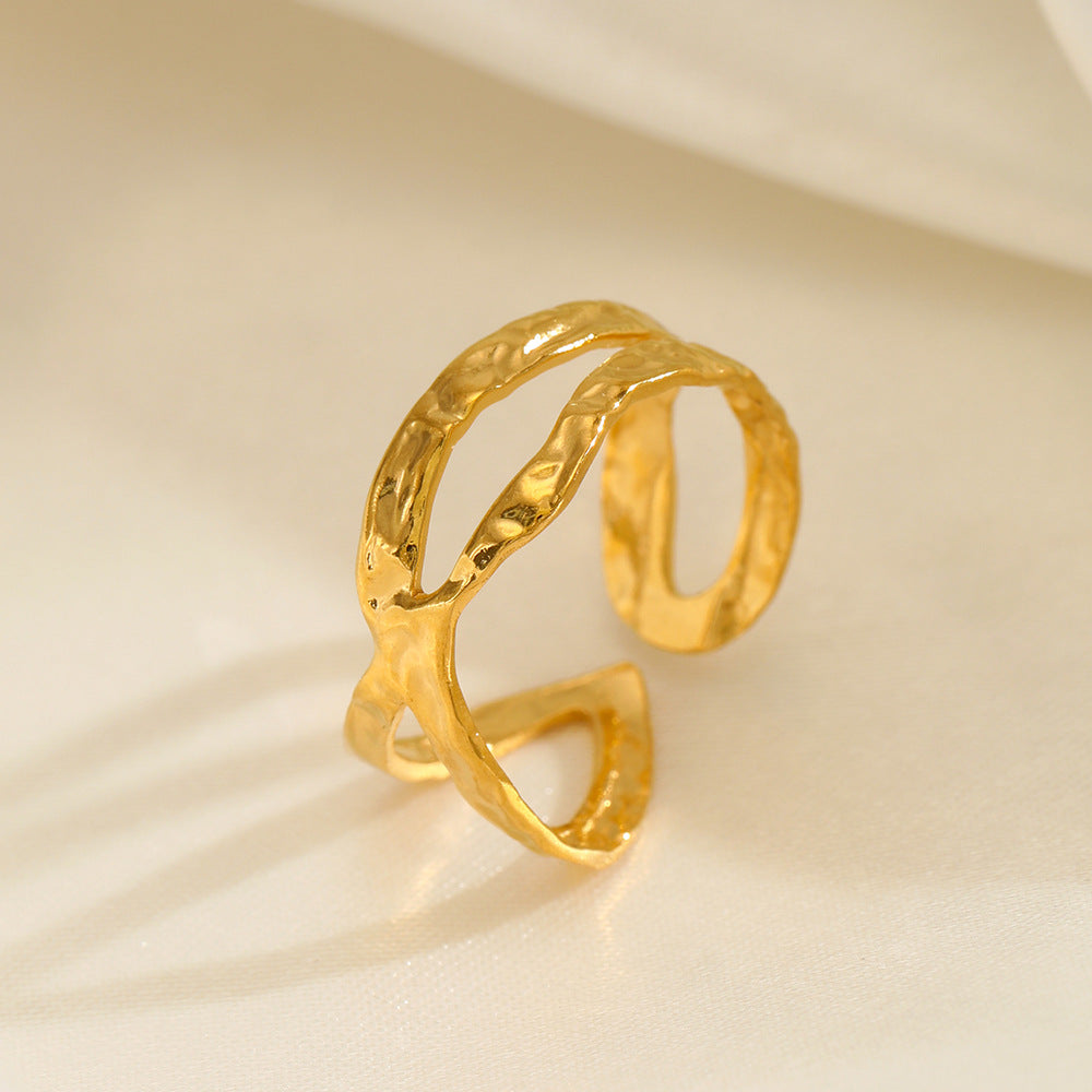 European and American fashion personality simple line cross opening ring - V.I.P Digital Presence