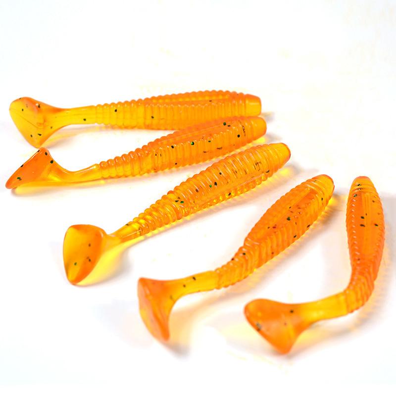 5Pcs/Bag 8cm 5.7g Silicone T Tail Brown Grub Worm Fishing Lure - V.I.P Digital Presence
