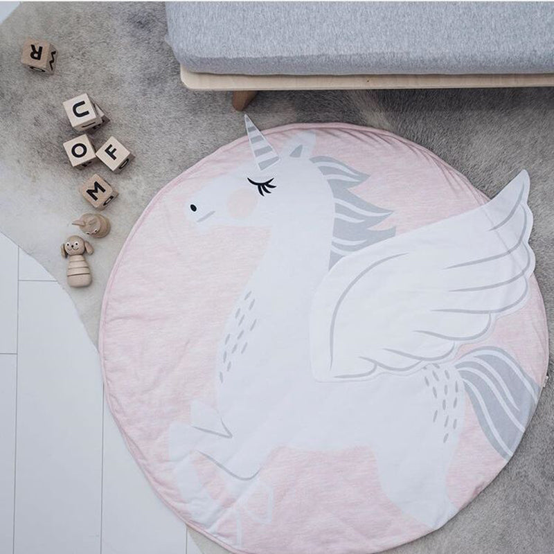Tapetes de juego para niños de 90 cm, alfombra redonda de algodón con diseño de cisne para gatear, juguetes para decoración de habitación, regalos para bebés