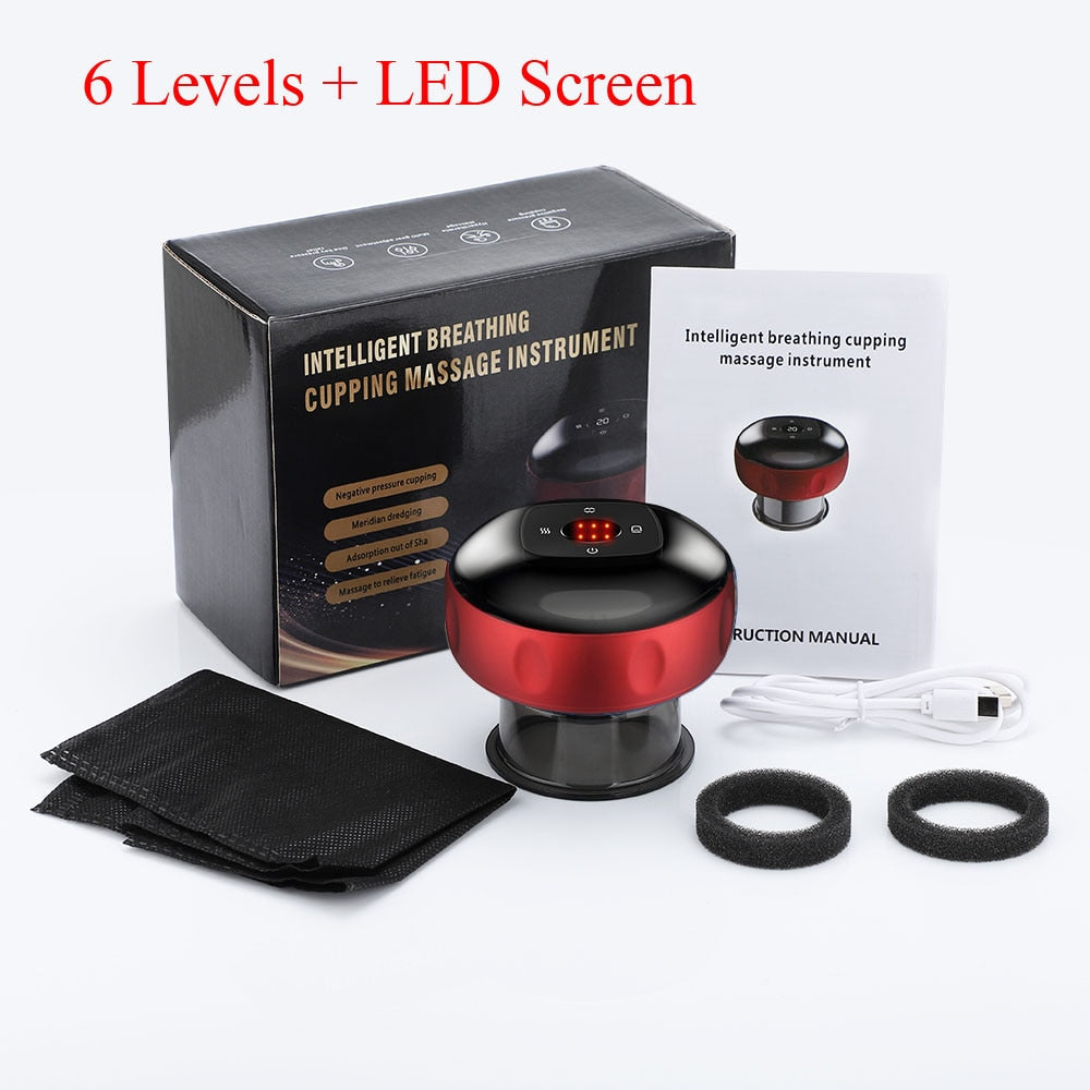 Electric Cupping Massager Scraping and Cupping Therapy Red Light Heating Vibration Pressotherapy Rechargeable Pain Relief - V.I.P Digital Presence