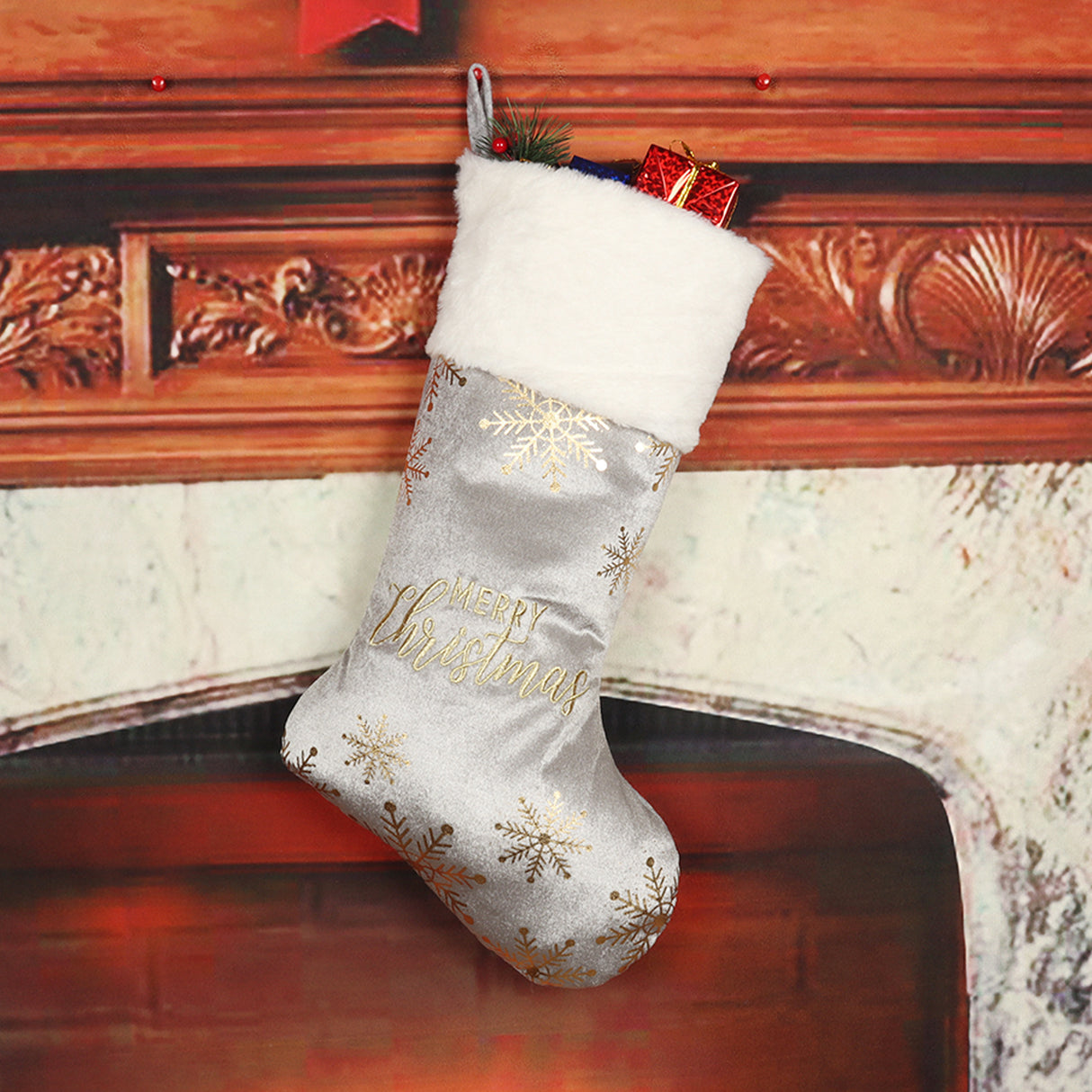 Christmas Stocking Decorations Embroidered Decorations Christmas Hot Stamped Socks - V.I.P Digital Presence