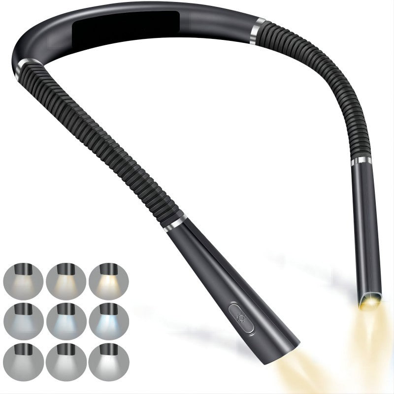 Night reading LED lighting book light USB charging tri color folding double head neck hanging reading light - V.I.P Digital Presence