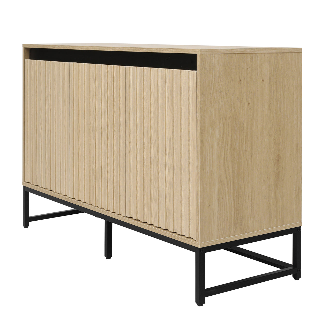 Engraved 3-door side panel with LED, self-service cabinet storage cabinet, modern coffee bar cabinet with adjustable shelf - V.I.P Digital Presence