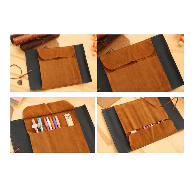 Retro Leather Pencil bag pencil pouch case school supplies pencil case plumier scolaire pencil pouch cute stationary - V.I.P Digital Presence