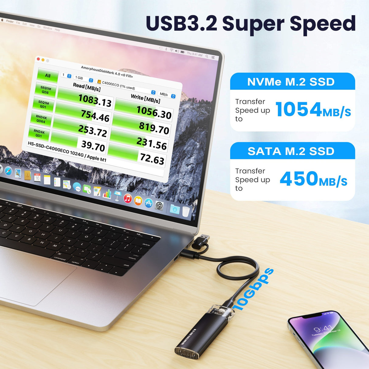 Tool free portable hard drive case transparent NVMe 10Gb M2 solid-state drive case type-C3.1 - V.I.P Digital Presence