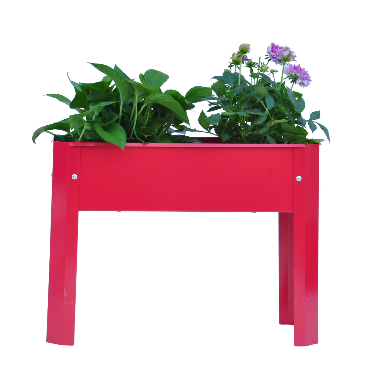 Mini Elevated garden bed, metal elevated outdoor flowerpot box, suitable for backyard and terrace, large flowerpot Red + Steel - V.I.P Digital Presence