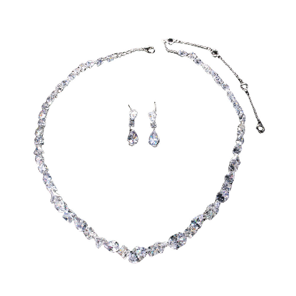 Simple necklace earring set bride's wedding jewelry set fashionable and versatile accessories - V.I.P Digital Presence