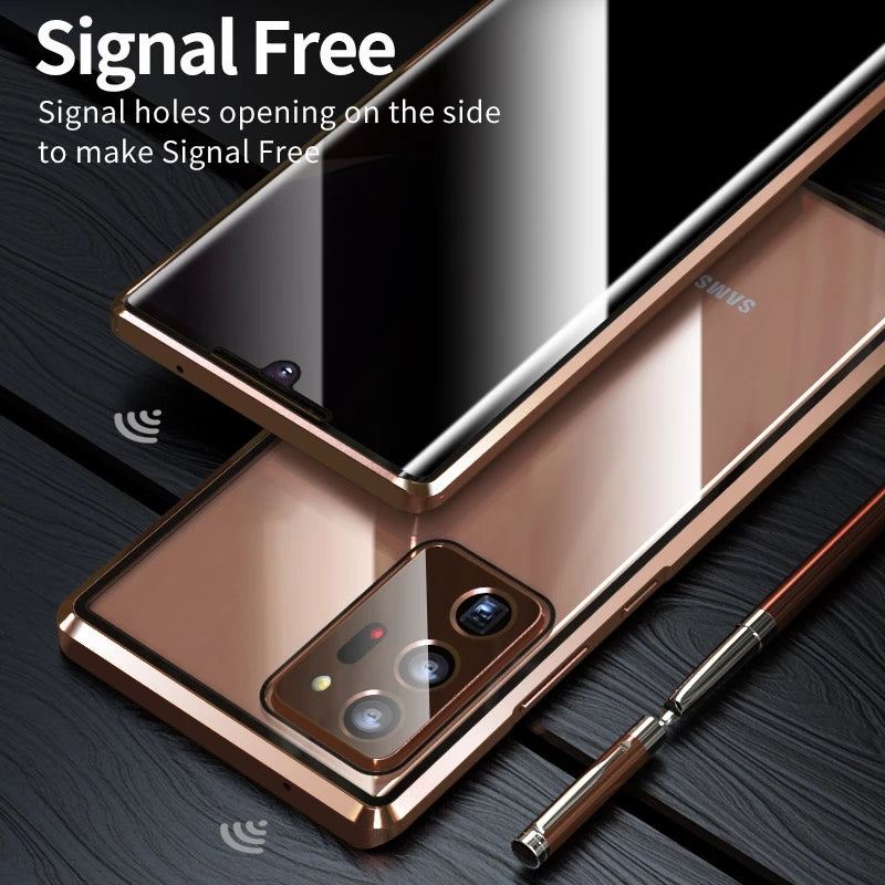 Funda de vidrio templado antiespía para Samsung Note20U, protección para teléfono S21, ultra magnética, cubierta metálica S21