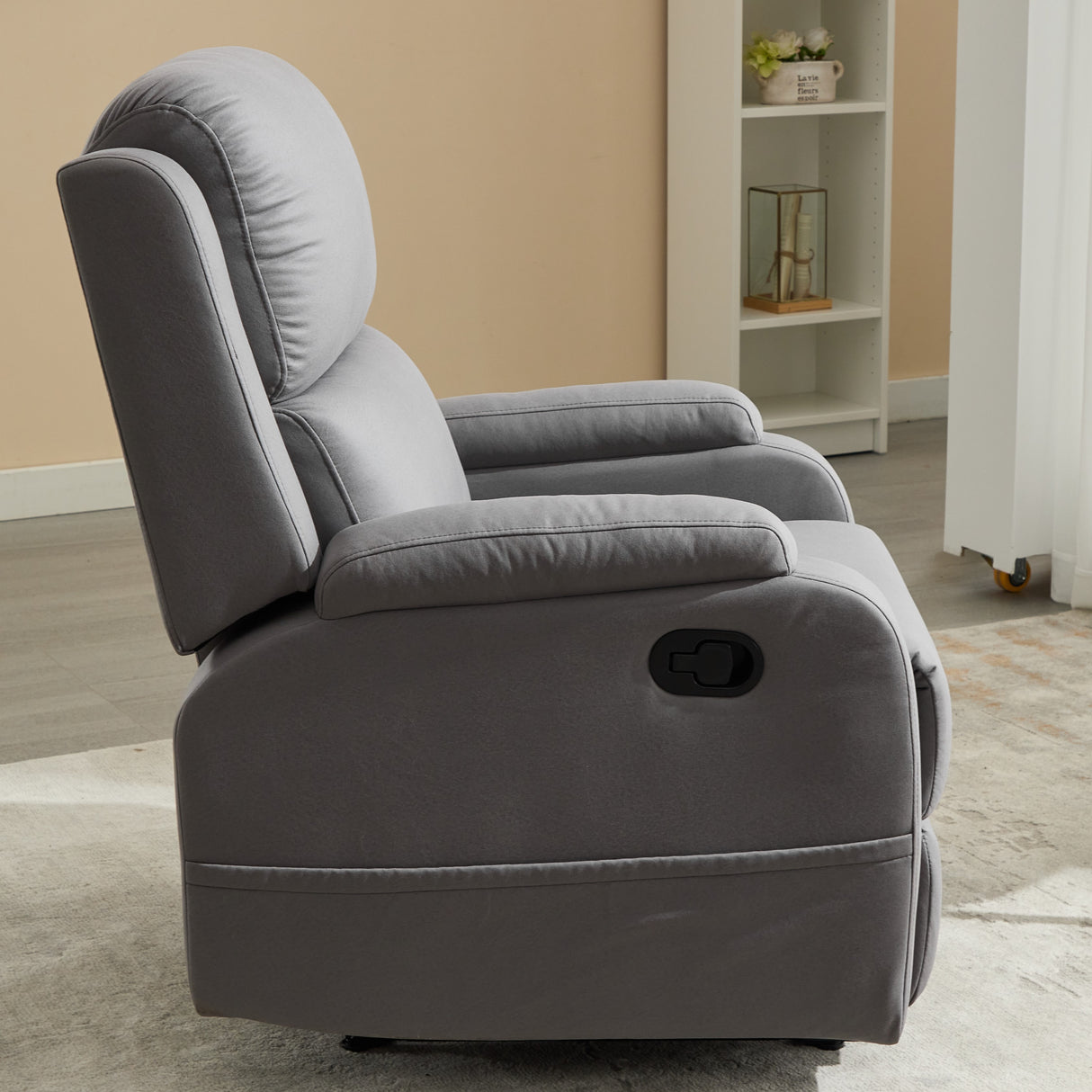 PU leather recliner massage chair with adjustable leg positions at the back, easy to reach side buttons - gray - V.I.P Digital Presence