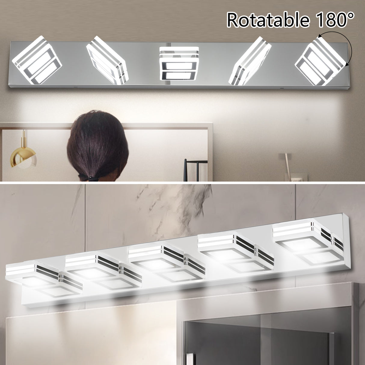 LED Modern Chrome Makeup Light, 5-Lights Acrylic Chrome Makeup Mirror Light - V.I.P Digital Presence