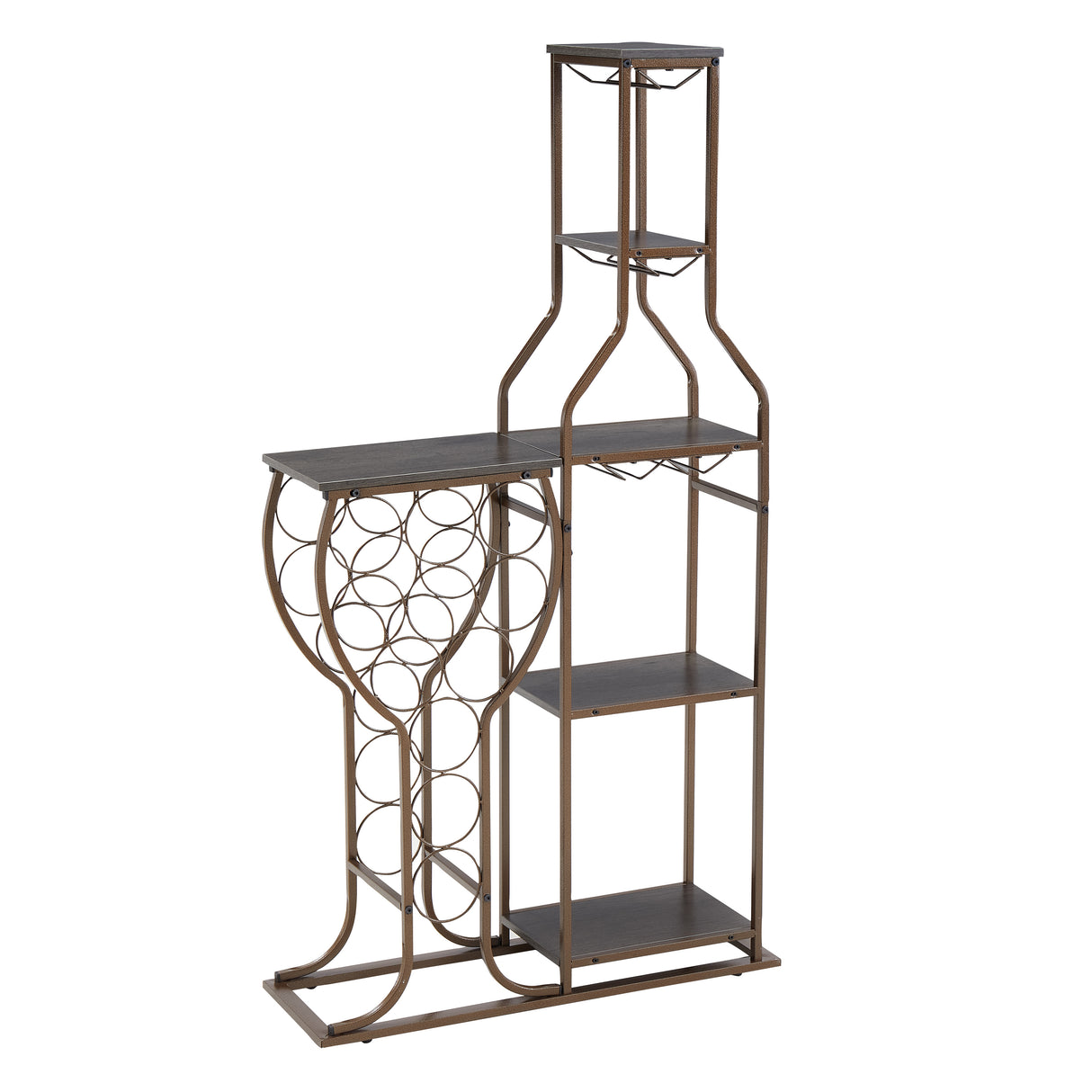 Grey 11 bottle wine grill, 5-layer independent wine rack, with hanging glass rack and storage rack for home wine storage - V.I.P Digital Presence