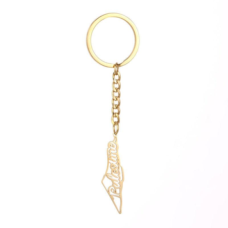 Israel Palestine Map Flag Drip Oil Stainless Steel Keychain Fashion Men's and Women's Stainless Steel Keys - V.I.P Digital Presence