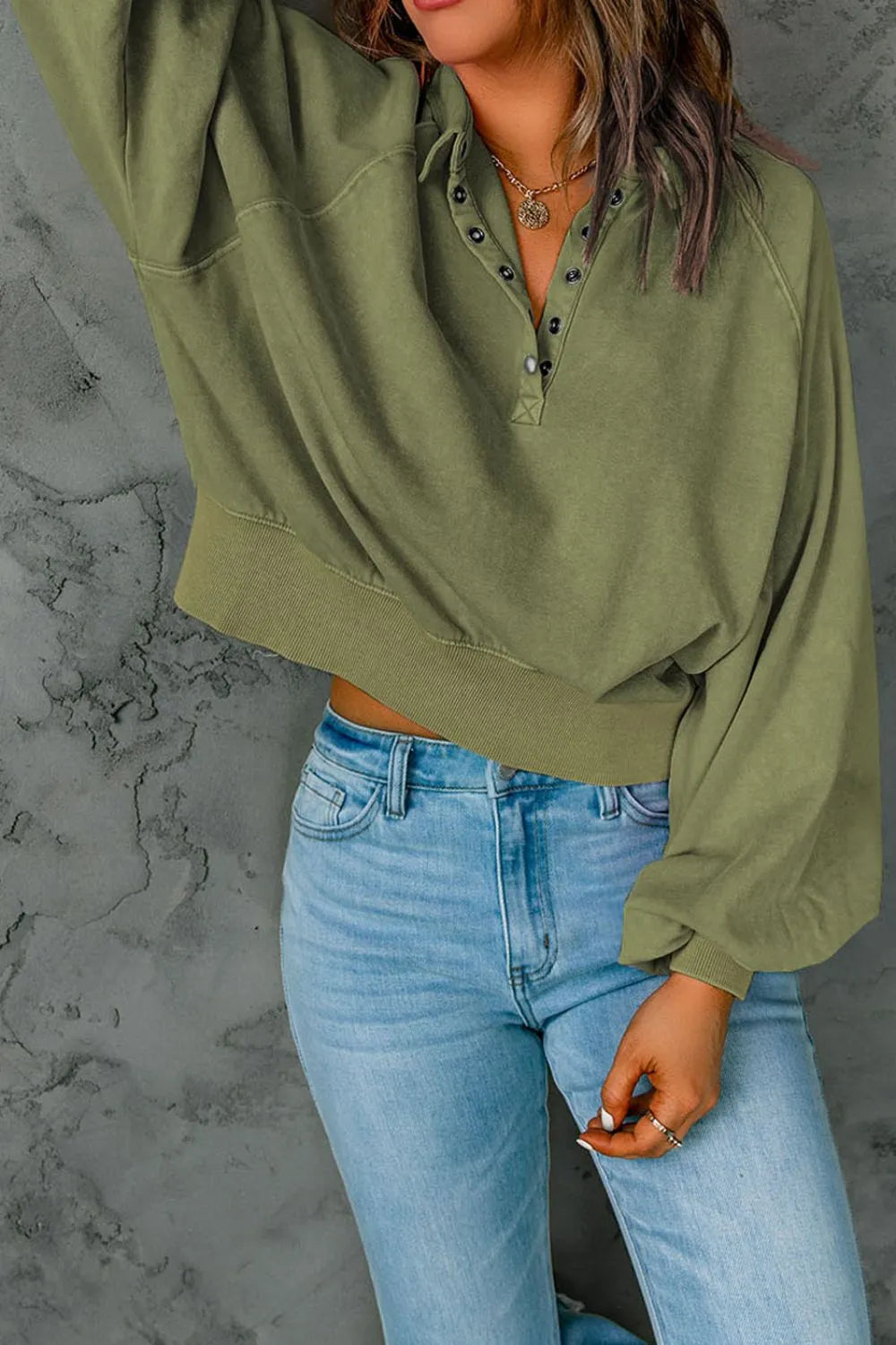 Half Snap Long Sleeve Sweatshirt - V.I.P Digital Presence