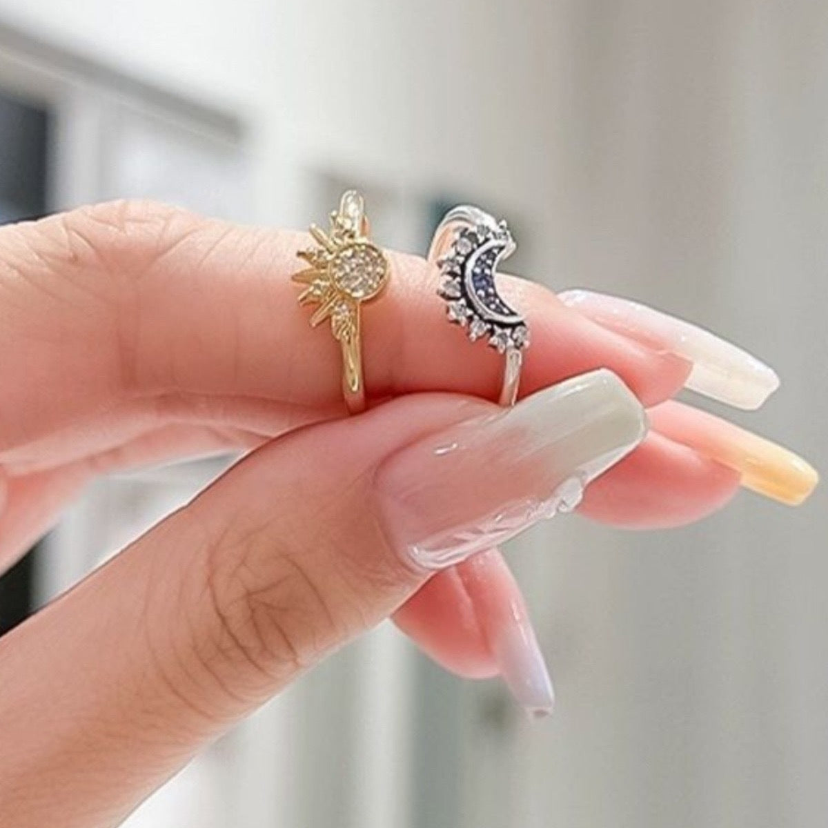 European and American personality simple design sun and moon folding ring female couple ring - V.I.P Digital Presence