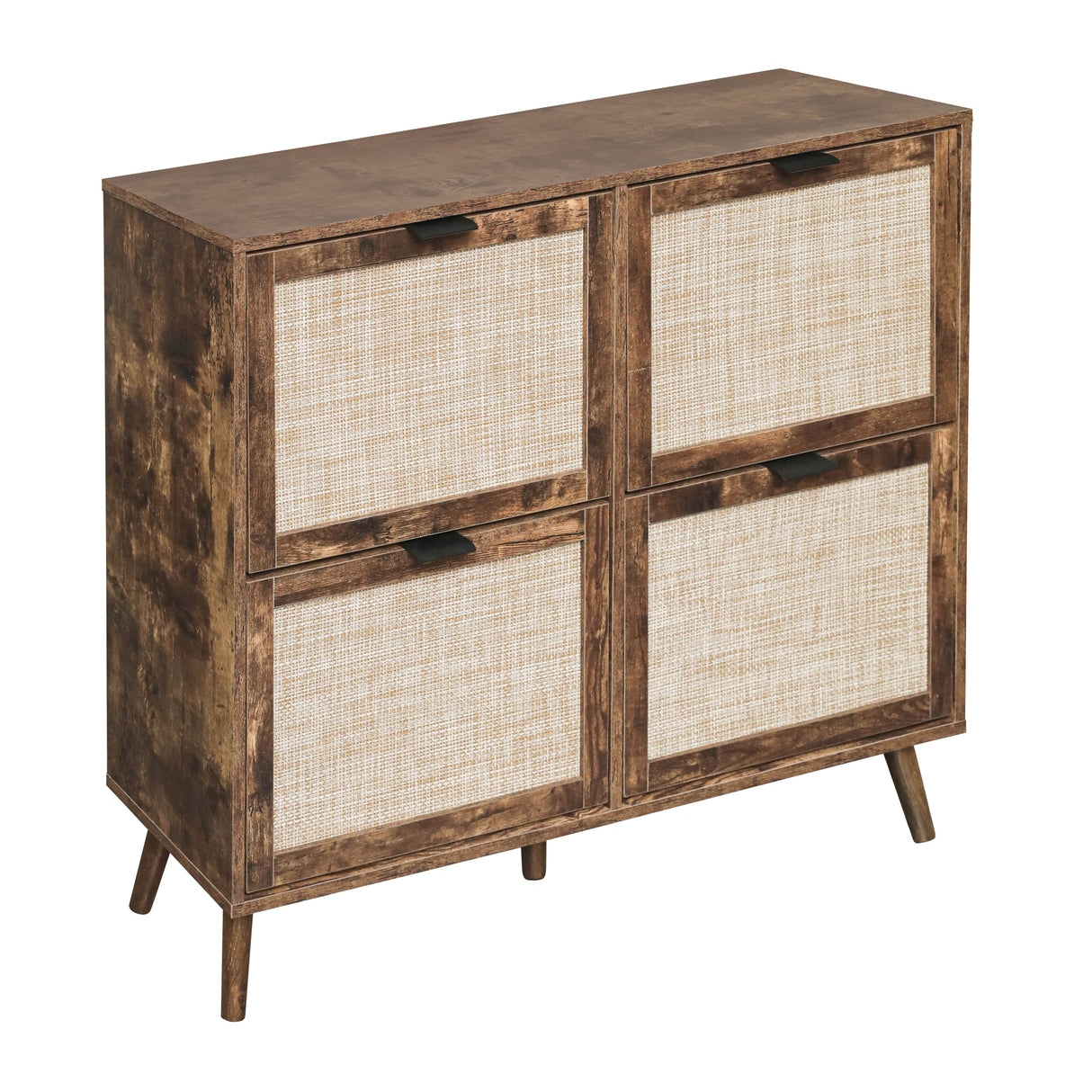 4 Door Shoe Rack, Freestanding Modern Shoe Storage Cabinet, for Entryway - V.I.P Digital Presence