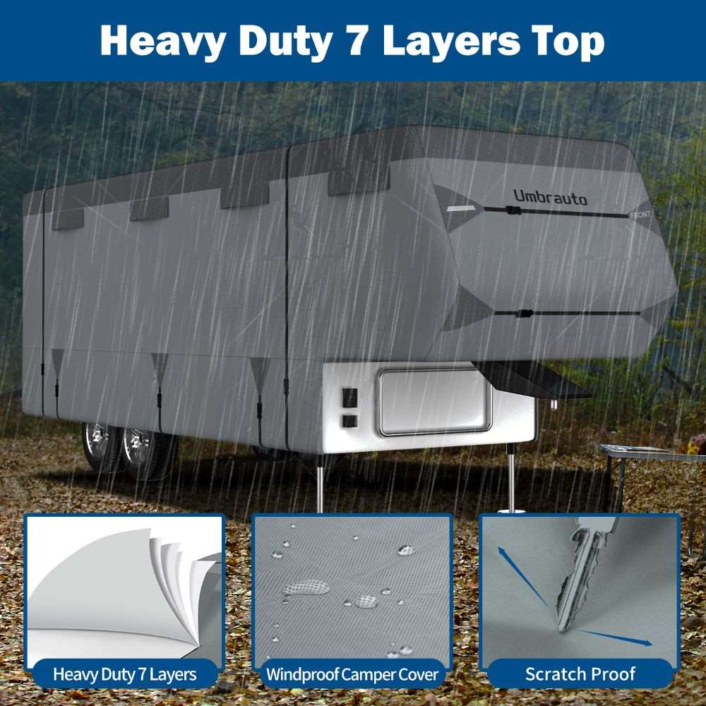 Umbrauto 5th Wheel RV Cover Upgraded 7 Layers Top Anti-UV Waterproof Breathable Camper Covers - V.I.P Digital Presence