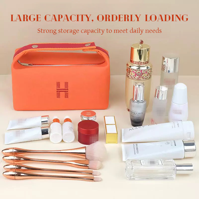 Portable premium canvas makeup bag, large capacity, washable, stylish storage for women - V.I.P Digital Presence