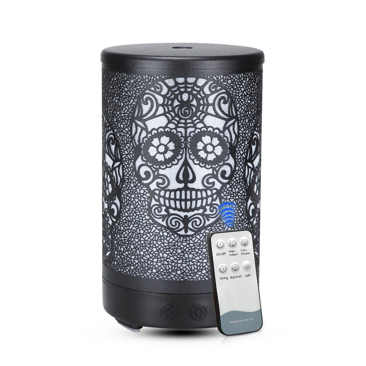 100ml Iron Metal Humificador De Aroma 7 Colors Led Lamp Ultrasonic Electric Skull Aroma Diffuser With Remote - V.I.P Digital Presence