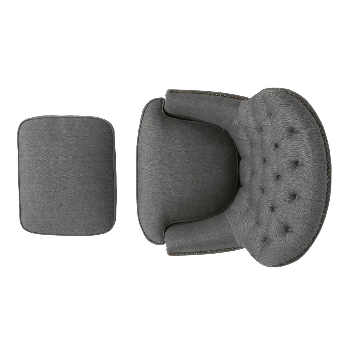 Modern grey fabric club chair and Ottoman set, stylish cushioned armchair, paired with Ottoman style - V.I.P Digital Presence