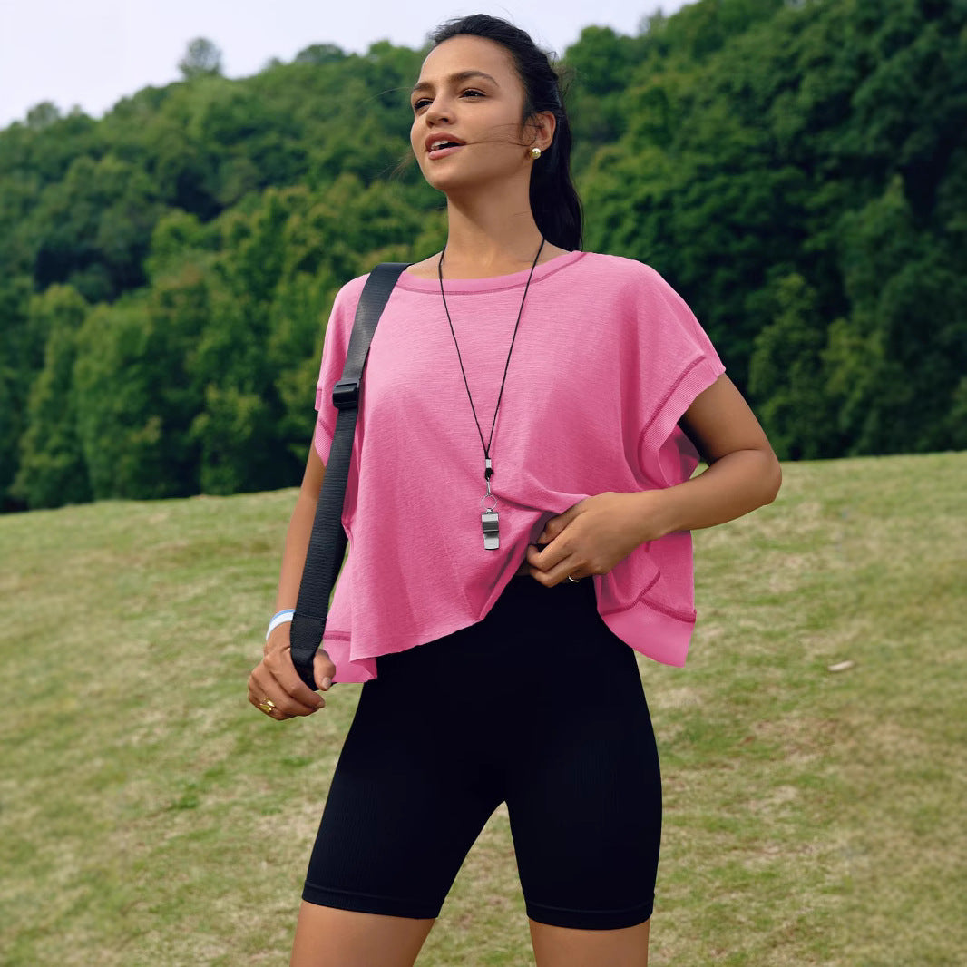 Women's beautiful back sports yoga T-shirt loose casual breathable - V.I.P Digital Presence