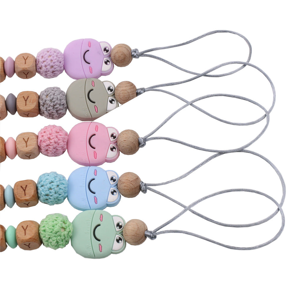 Cadena de silicona para chupete de bebé con diseño de rana de dibujos animados, cadena de pegamento para dientes de haya, juguete anticaída