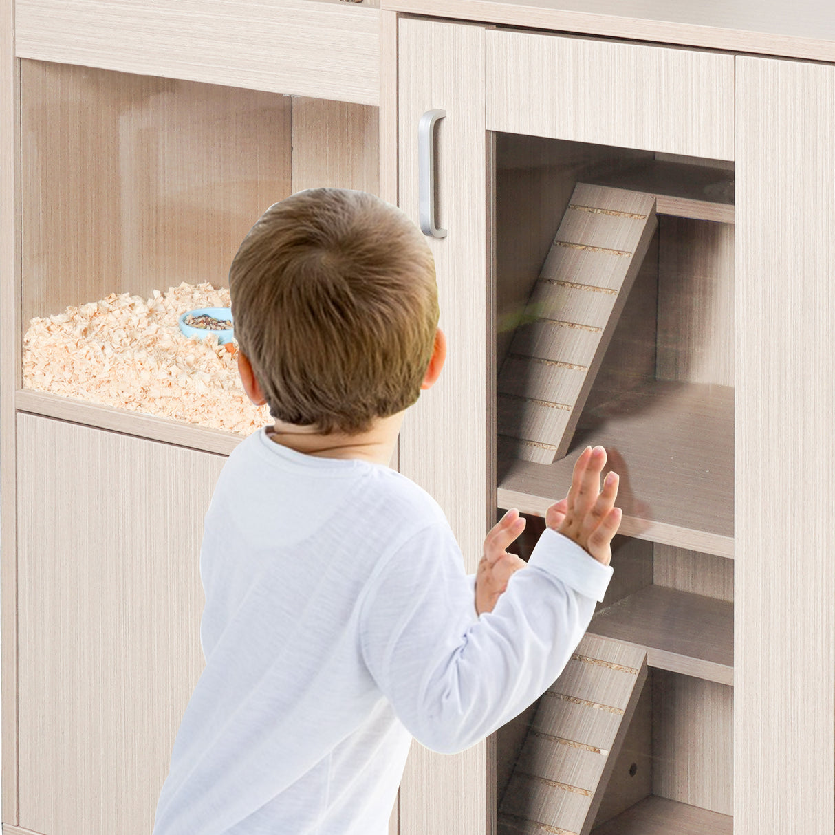 Guinea pig cage, 4 layers of hamster cage wood, with storage cabinet, mouse cage, openable top, acrylic window ,X-Large - V.I.P Digital Presence