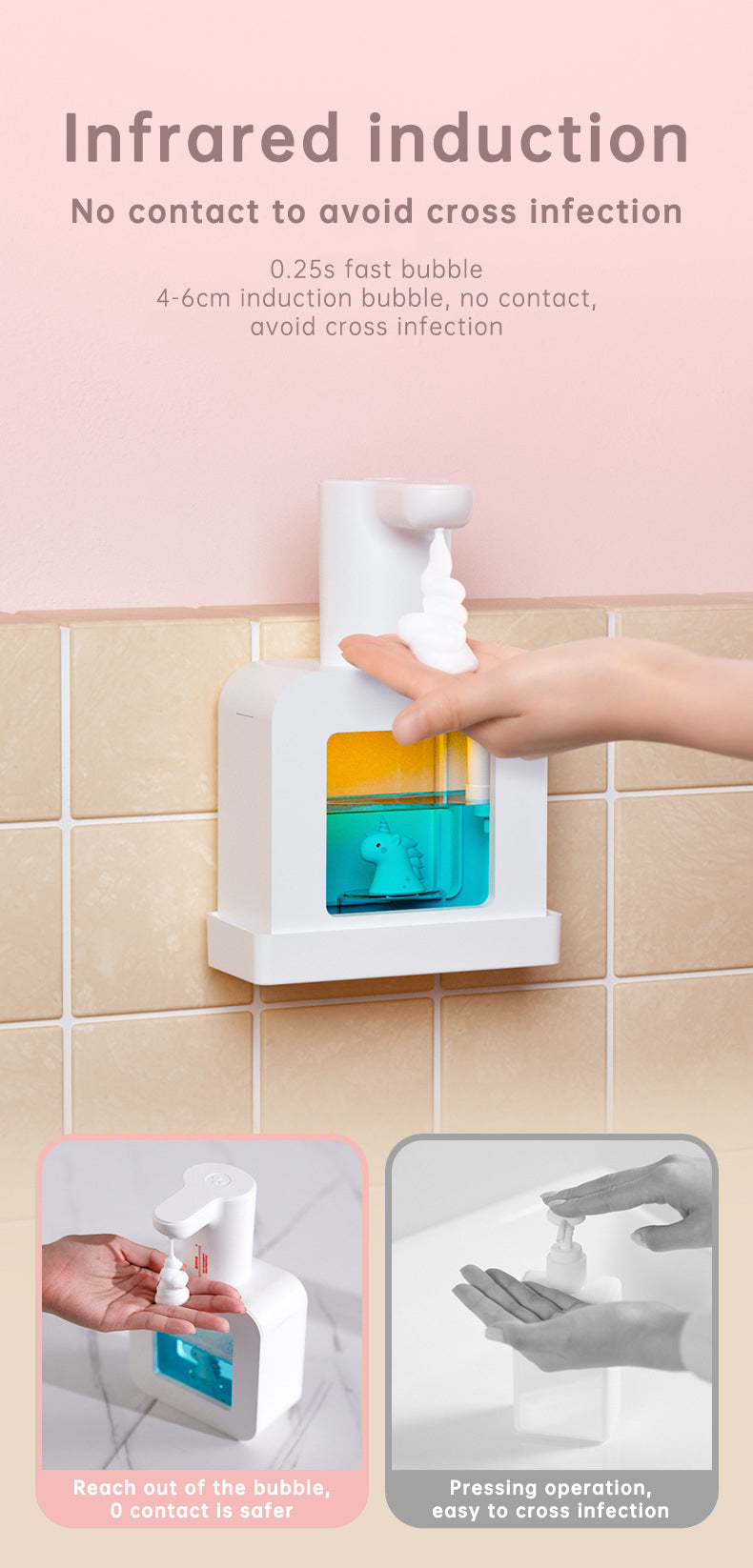 Cute Cat Rechargeable Touchless Automatic Soap Dispenser 400ml Kids foam Soap Dispenser with Night Light - V.I.P Digital Presence