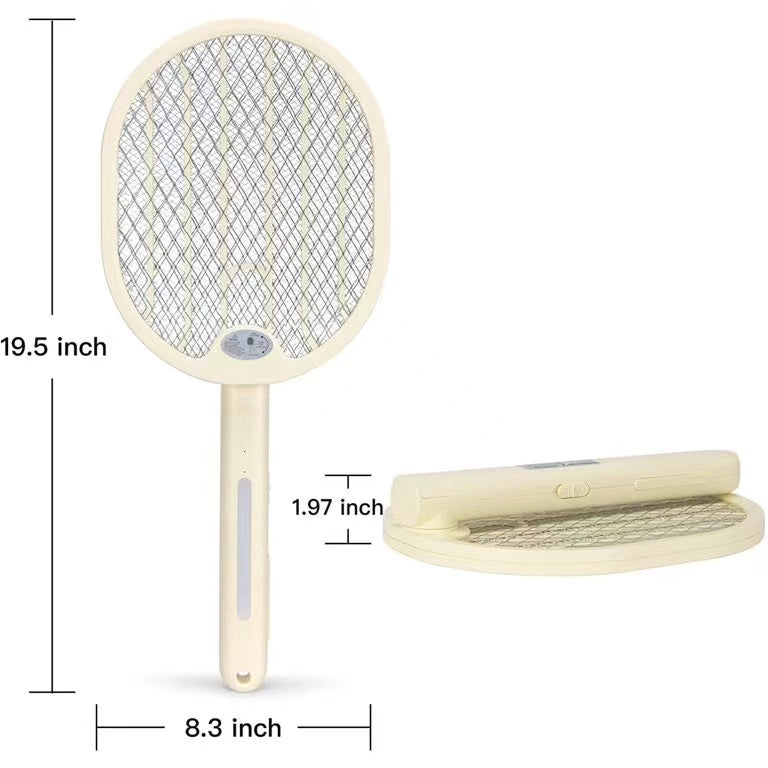 Foldable Electric Fly Swatter - Bug Zapper - Rechargeable Fly Zapper Racket Rotatable Handle Design with 3-Layer Safety Mesh - V.I.P Digital Presence