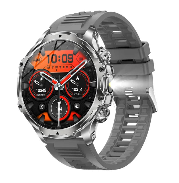 AK75 Smart Watch Flashlight Men Outdoors Sports Fitness Tracker 700mah Large Battery BT Calling LED Light Smartwatch - V.I.P Digital Presence
