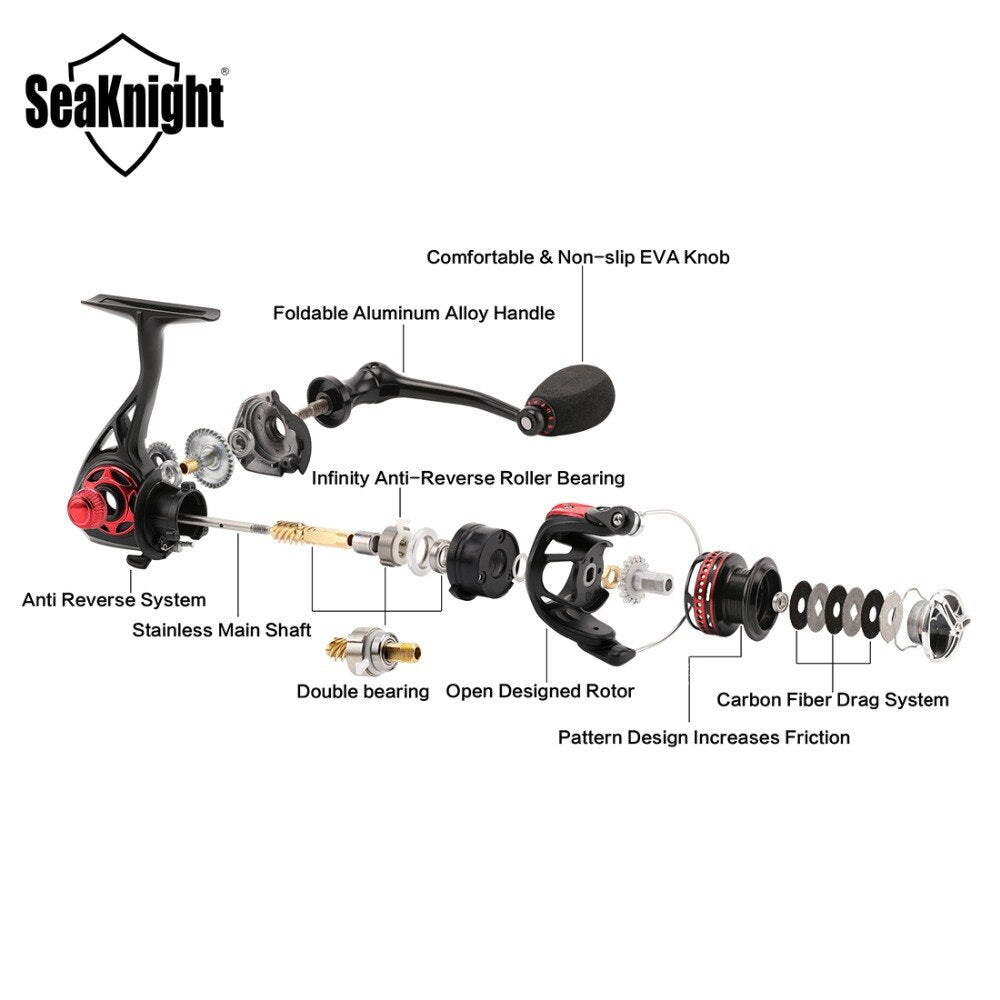 Carrete de pesca giratorio SeaKnight AXE para agua salada, 6.2:1, 11BB, 2000H, 3000H y 4000H, cuerpo totalmente metálico, anticorrosión, para carpas marinas.