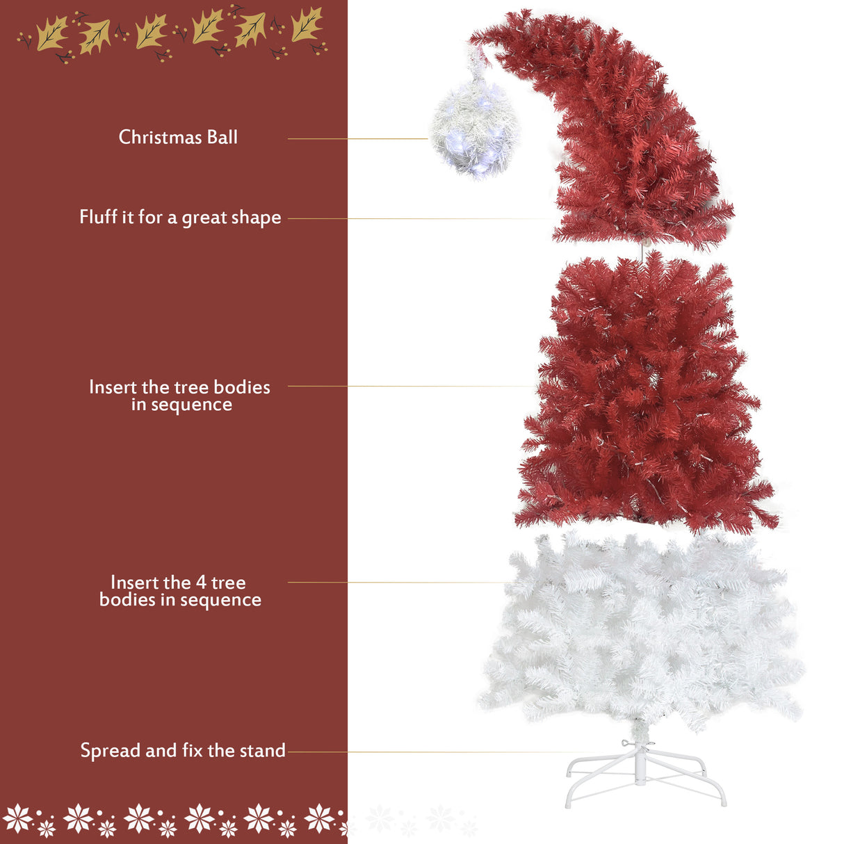 6FT hinge fir artificial fir curved top Christmas tree, bendable, 1250 lush branch hints, 300 LED Christmas lights - V.I.P Digital Presence