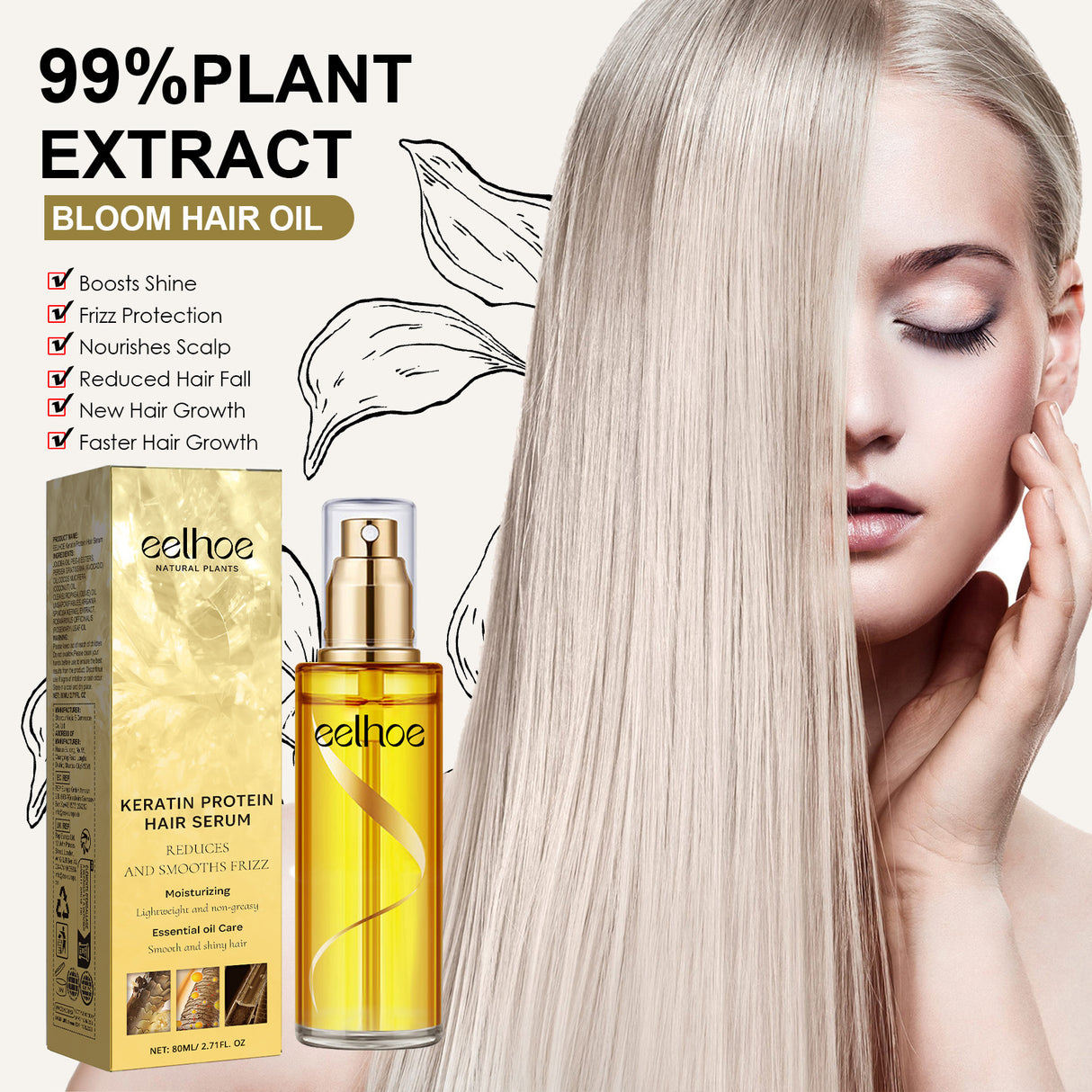 Keratin Hair Essence Spray, Hair Repair To Improve Dry Curly Frizz Pomade Essence - V.I.P Digital Presence