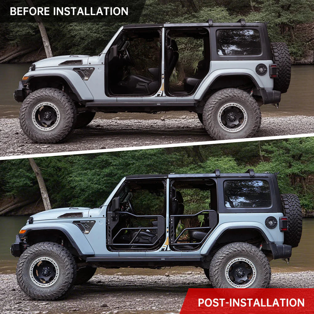 Jeep Tube Doors for Wrangler JL & Gladiator JT (2018-2024) - 4-Pc Set w/Mirrors - V.I.P Digital Presence